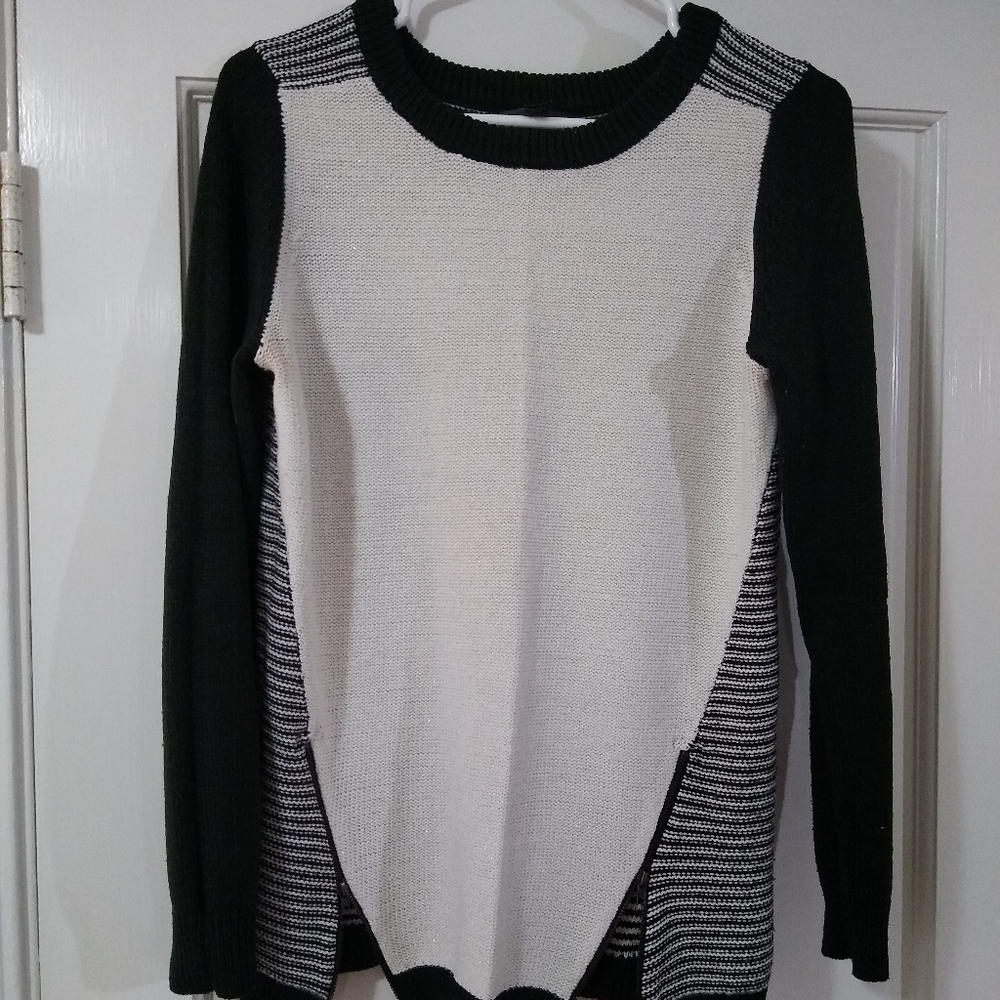 Mossimo Striped Sparkle Zipper Sweater Small